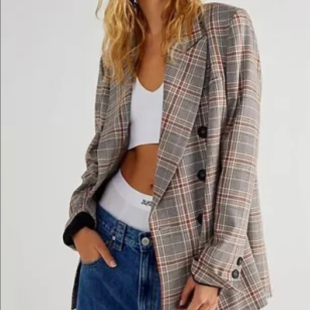 Free People Ashby Plaid Blazer